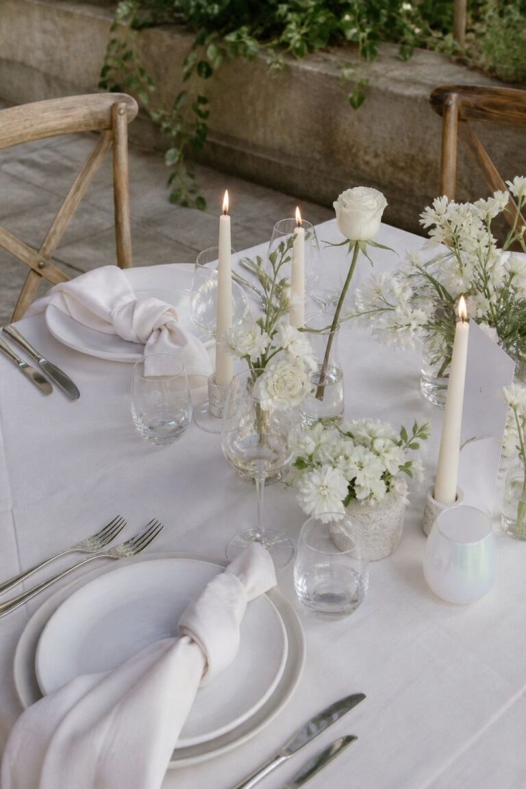 Start With A Pearl And Ivory Table Foundation styled as an opalite wedding aesthetic detail