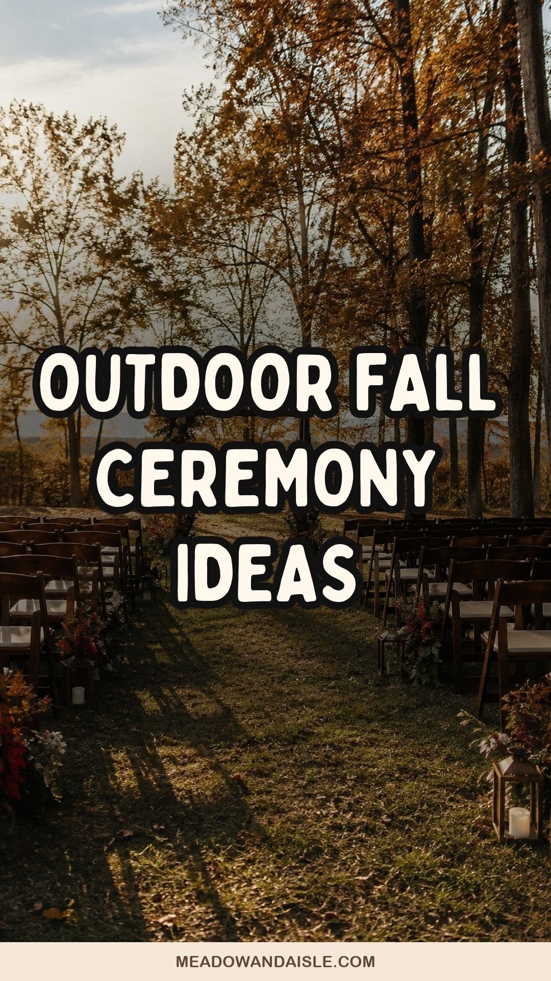 Outdoor fall wedding ceremony ideas in warm golden-hour light