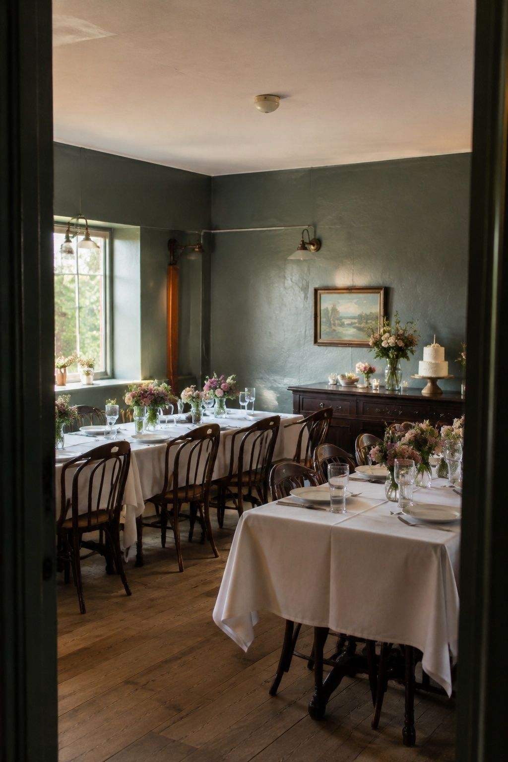 Intimate private dining room set for a post-elopement family dinner