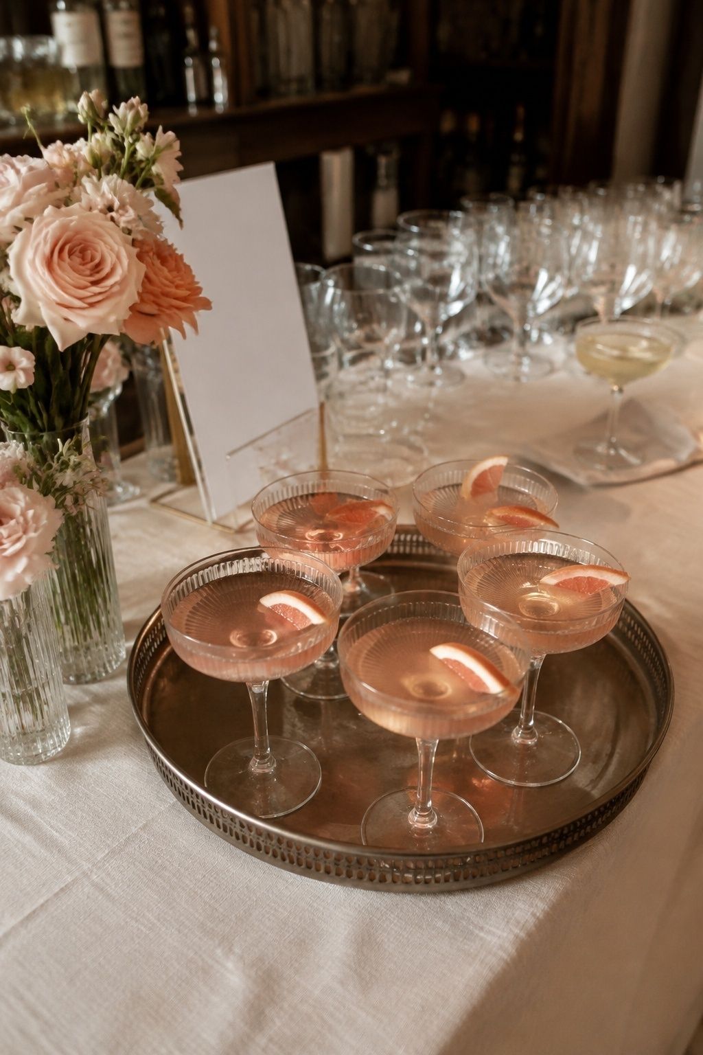 Pink champagne or rose cocktails