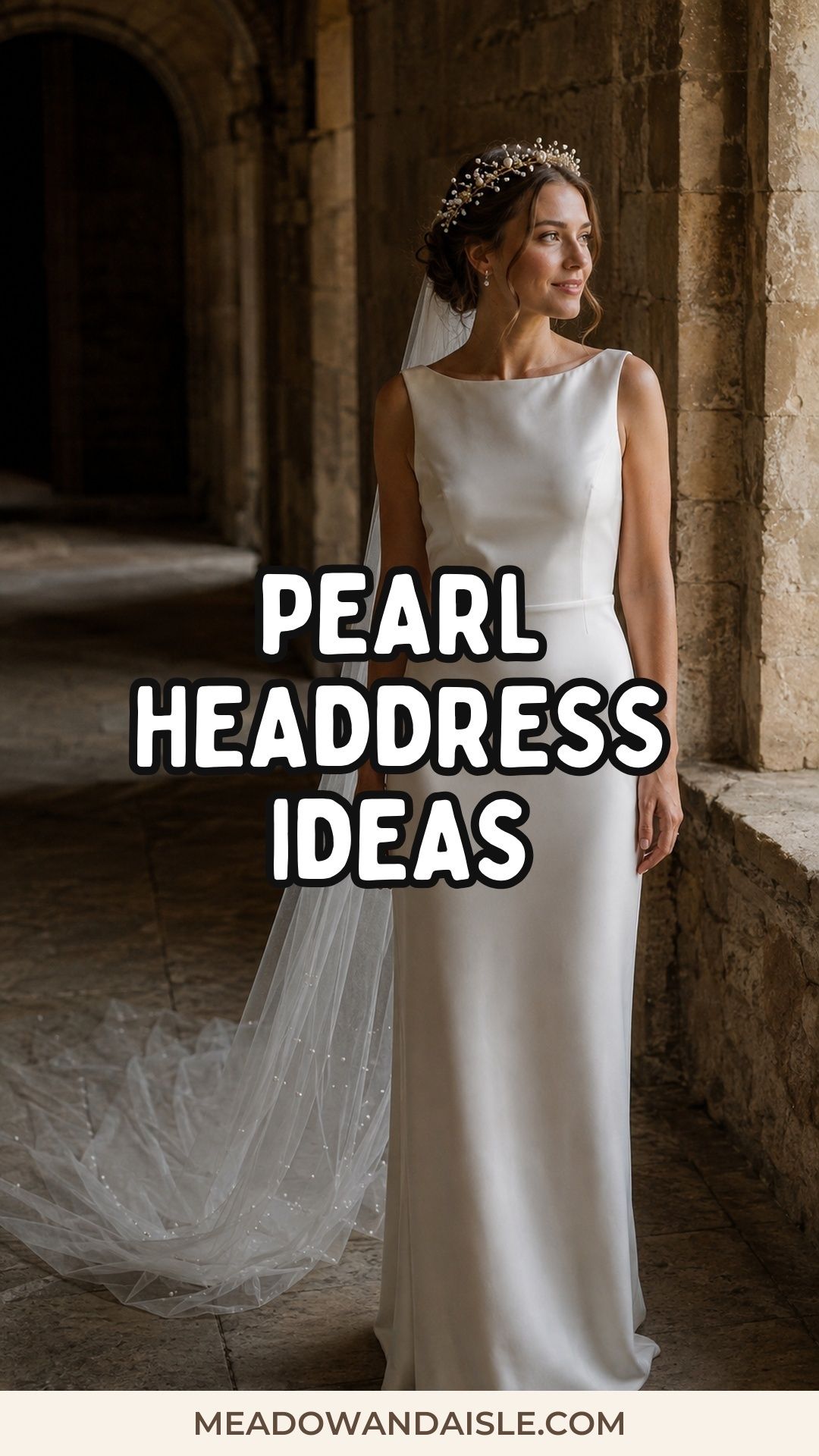 Pearl headdress bridal ideas for a soft crown moment Pinterest pin