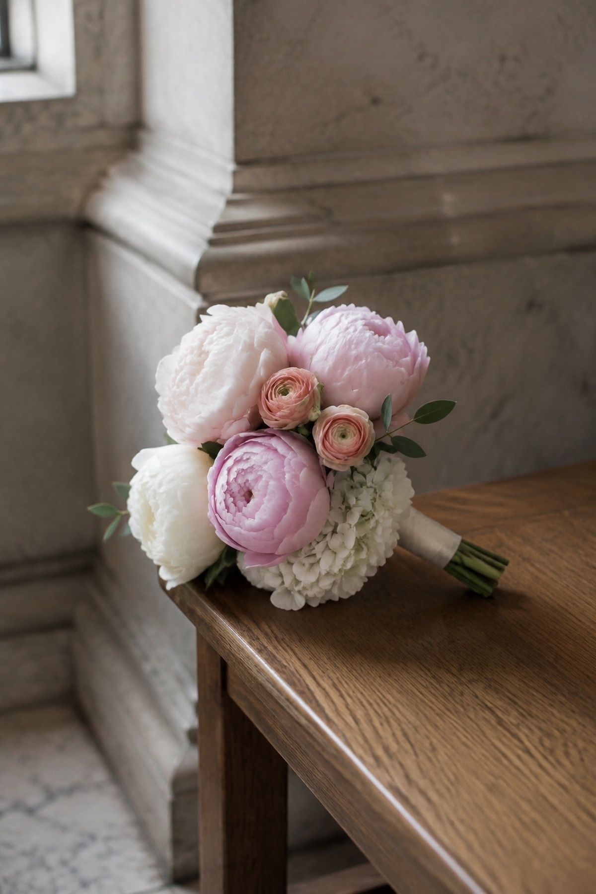 Small peony and hydrangea bouquet