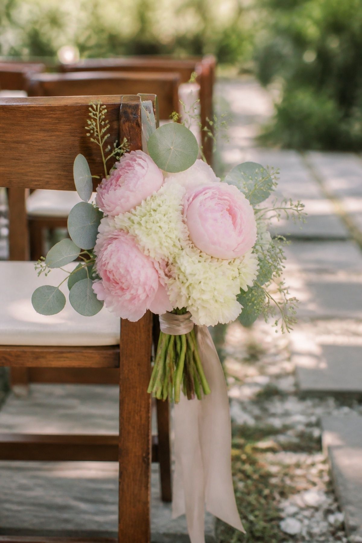 Peony and hydrangea bouquet with eucalyptus