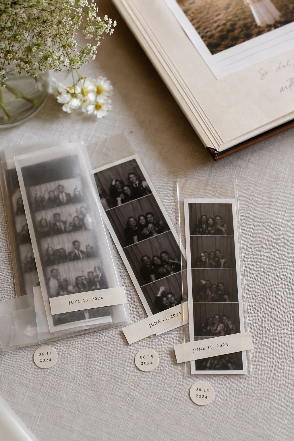 Date labels stuck on photo strips