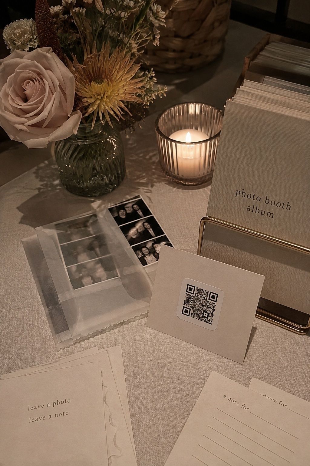 QR code stickers linking to the wedding album