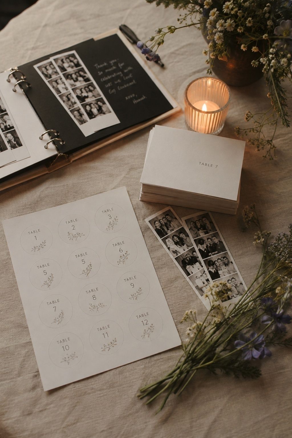 Table number sticker prompts