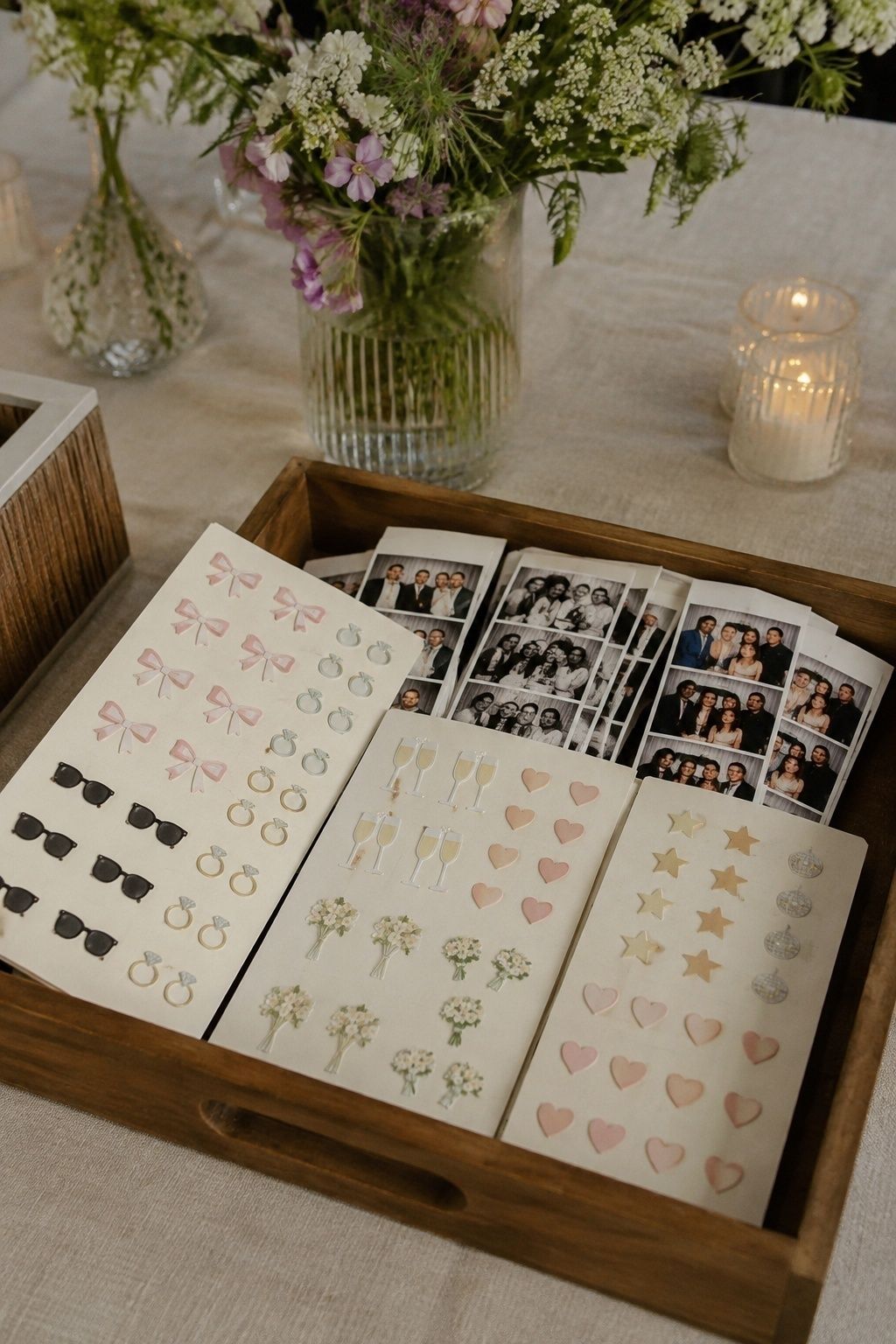 Sticker props used instead of bulky photo booth props