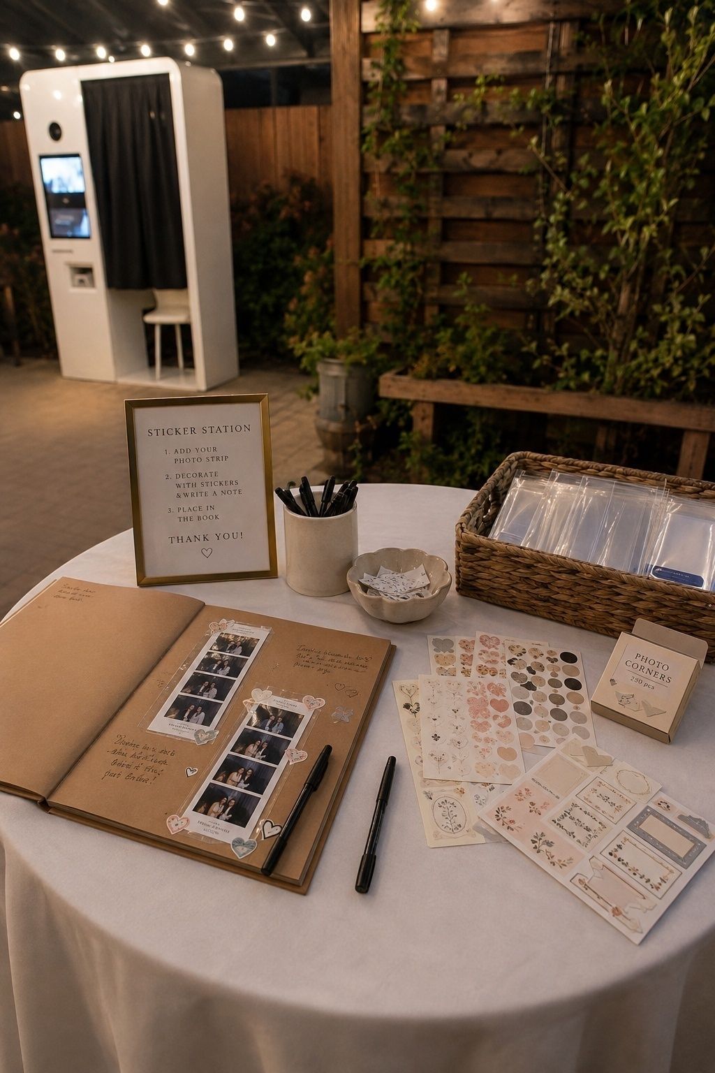 Sticker station set up beside the guest book