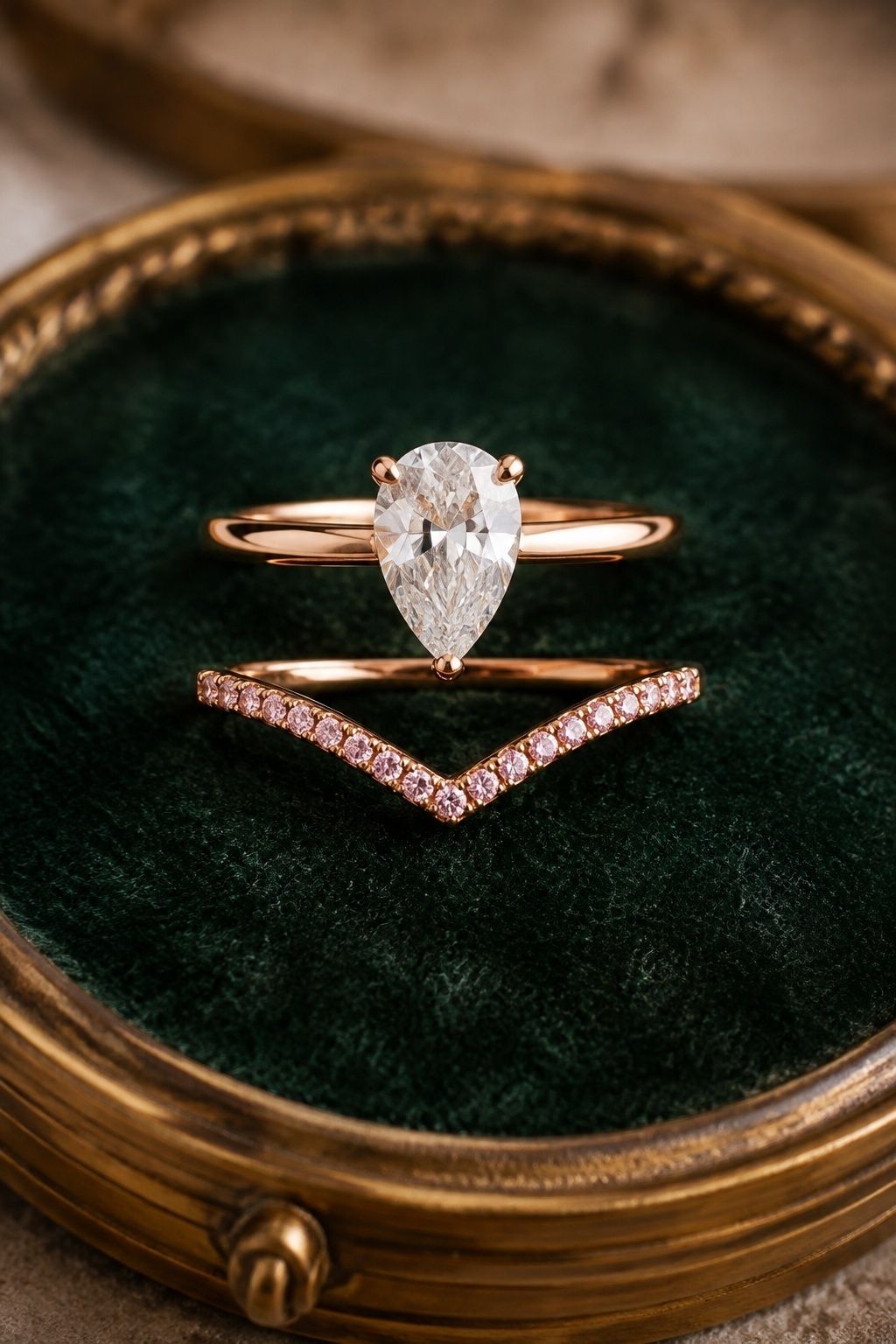 Pink diamond V-shaped band