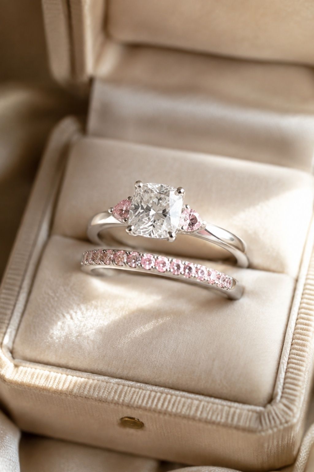Pink diamond bridal set