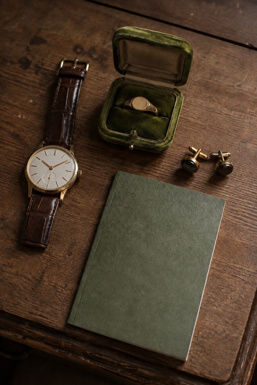 Heirloom pinky ring in a getting-ready photo