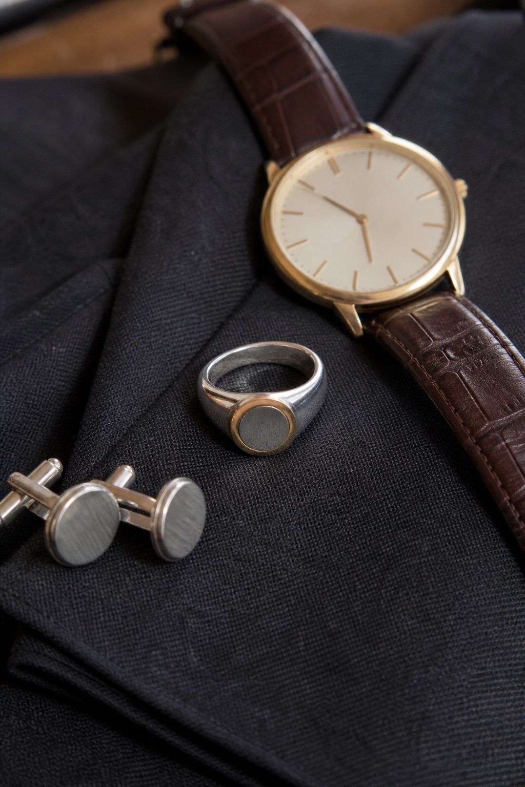 Restrained mixed-metal pinky ring