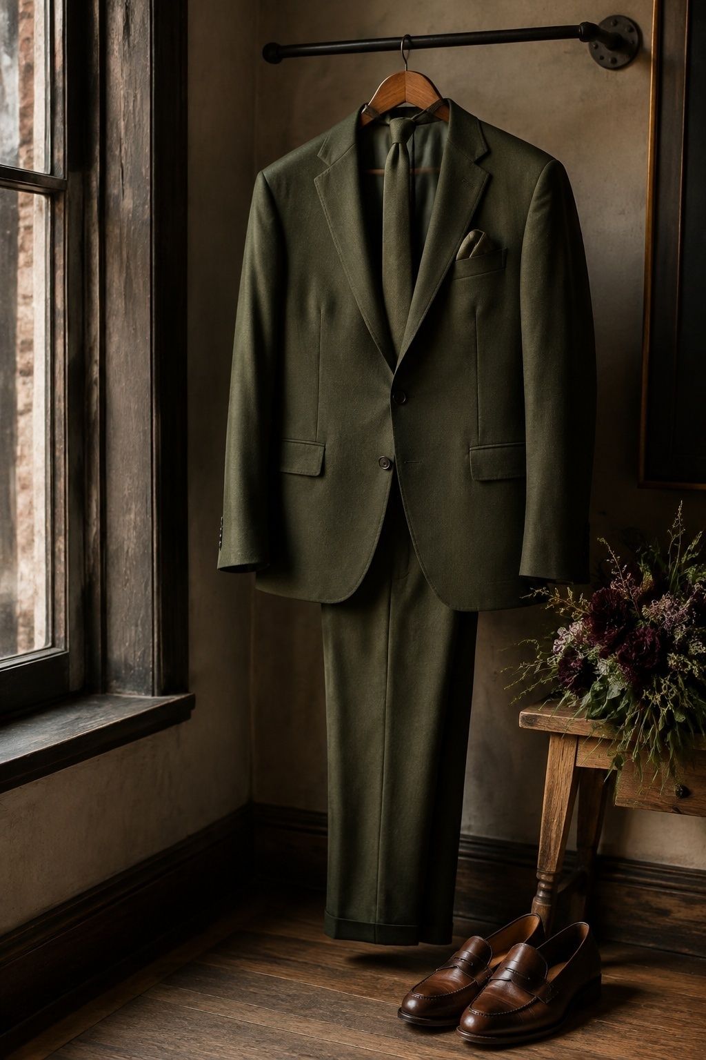 Olive suits and ties as dress-code cues