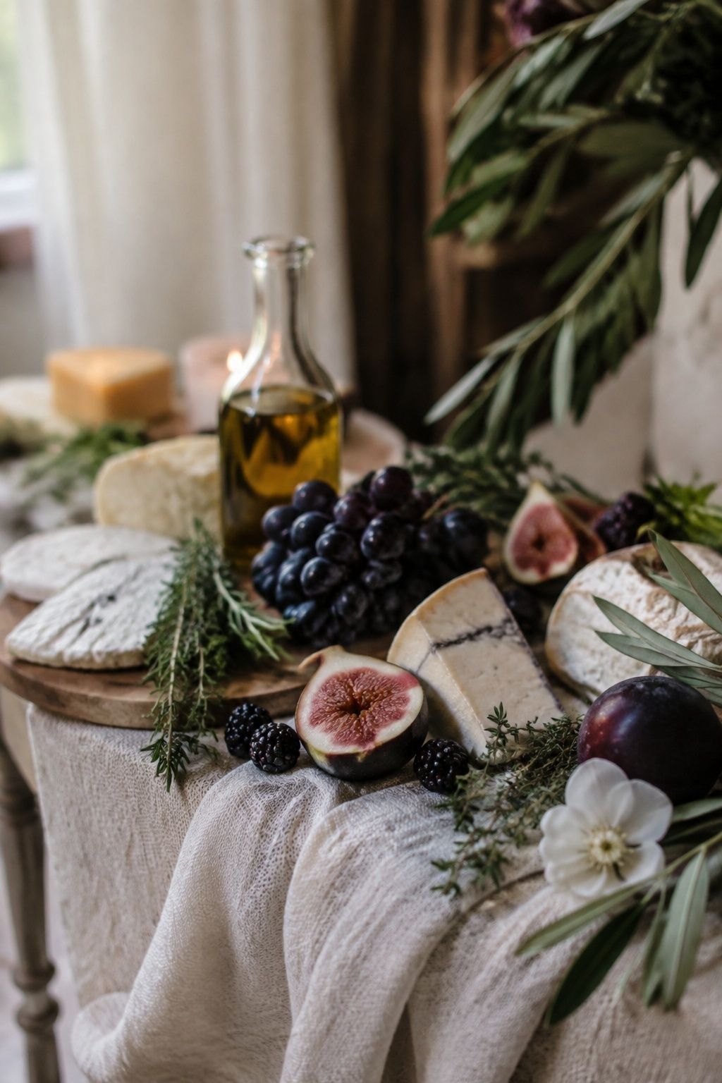 Food and produce echoing the wedding colours