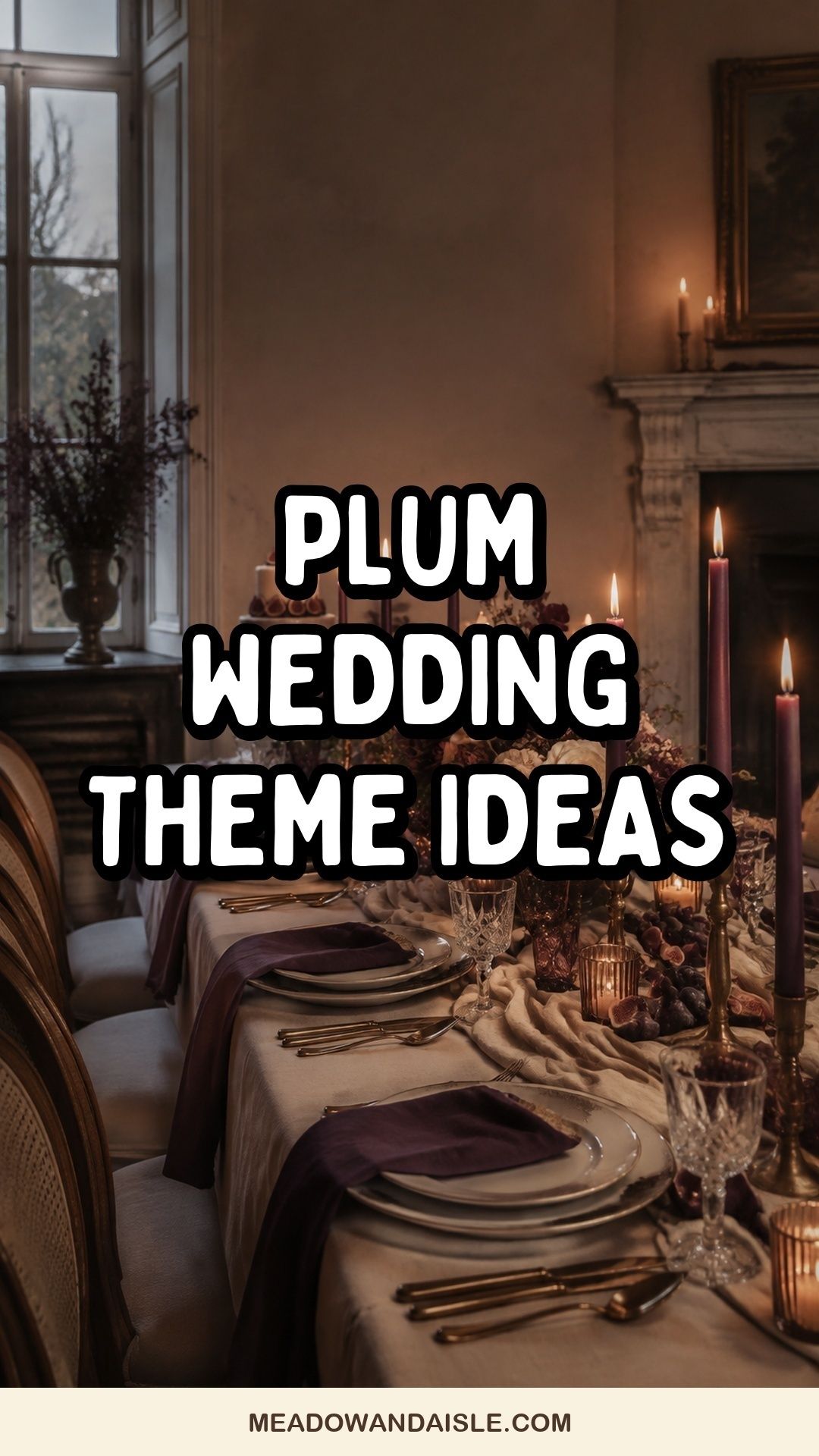 Plum wedding theme ideas for a candlelit intimate celebration Pinterest pin