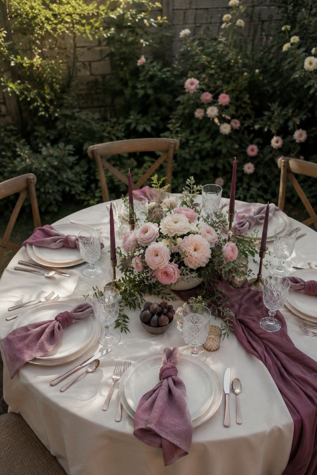 Plum and blush garden wedding palette