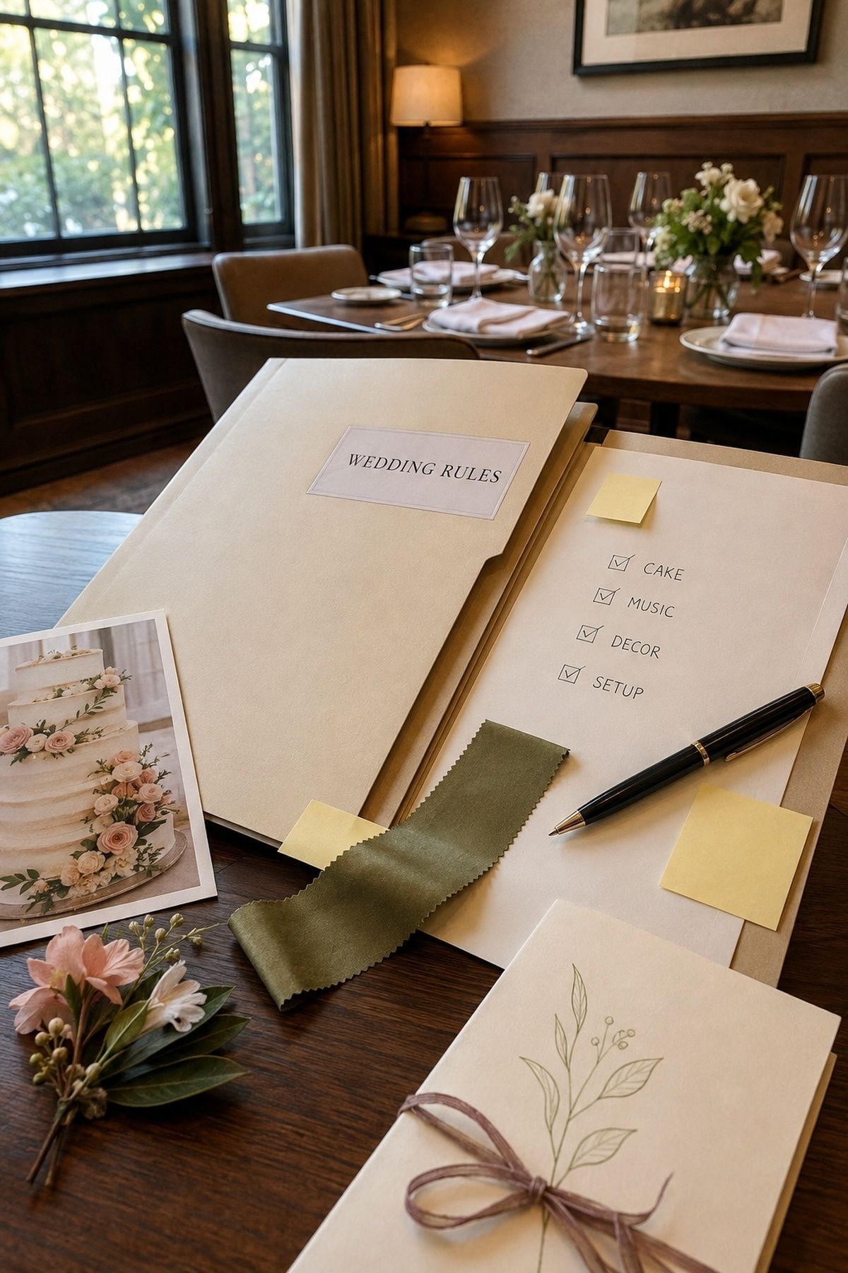 Private dining room wedding contract details