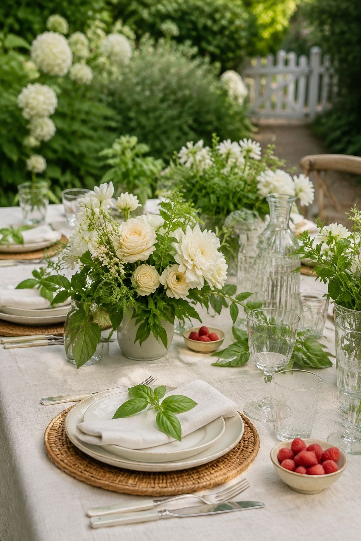 Summer garden table built around berries