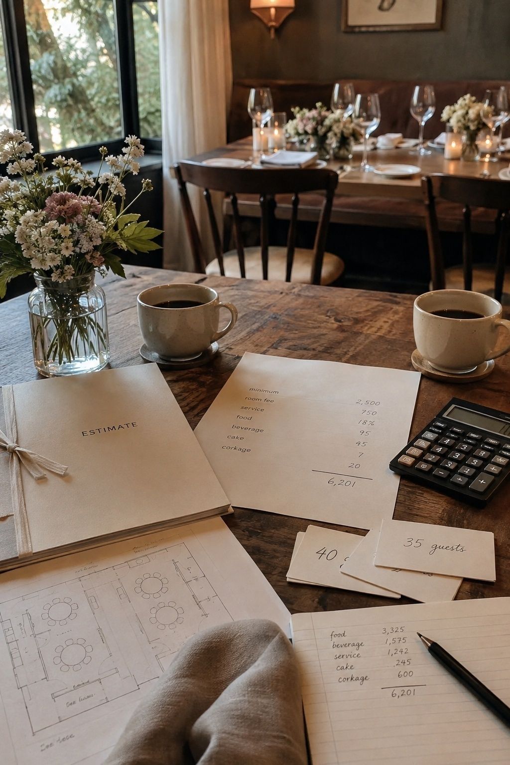 Couple reviewing a restaurant minimum spend