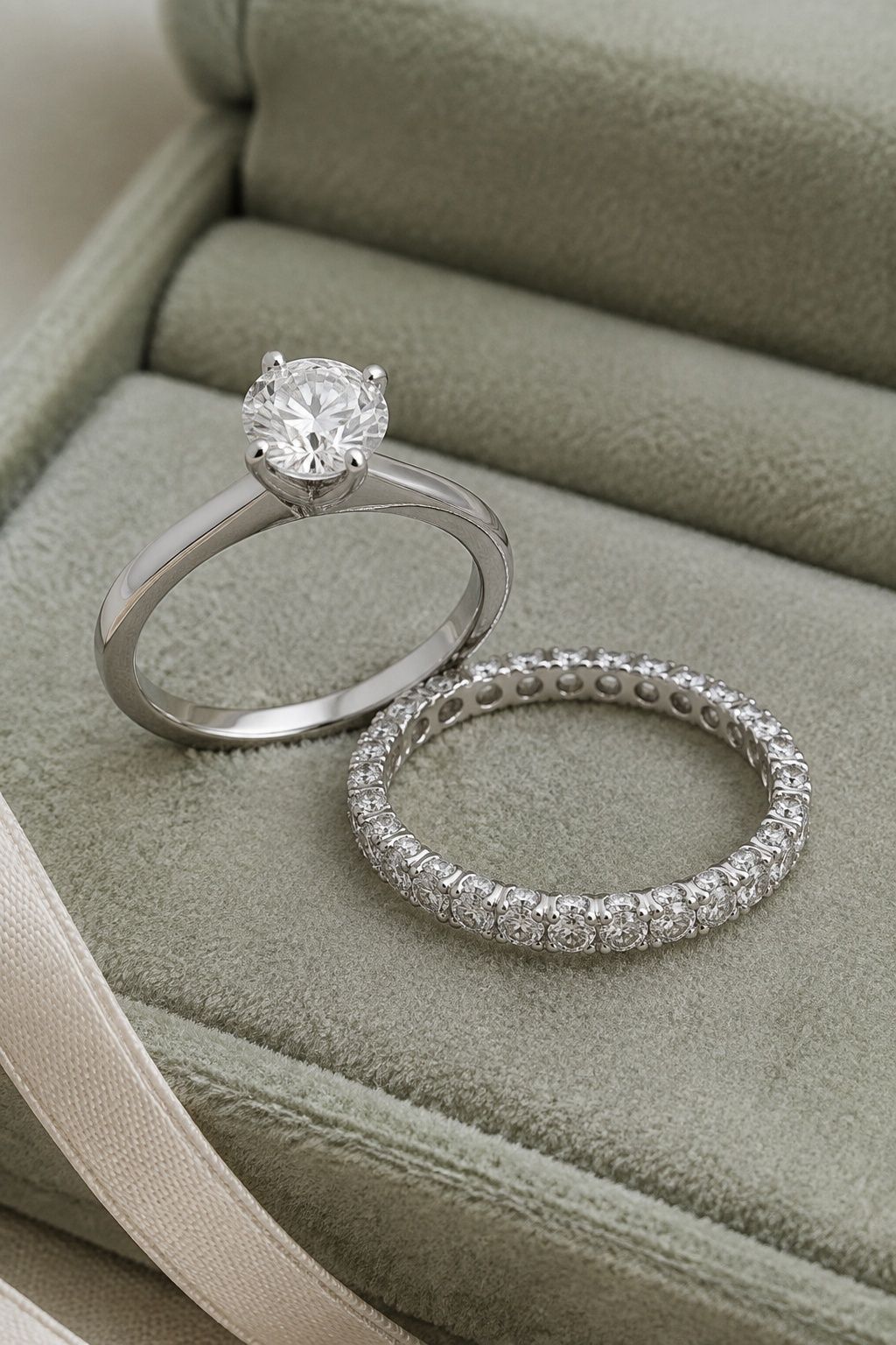 Round ring with an eternity band
