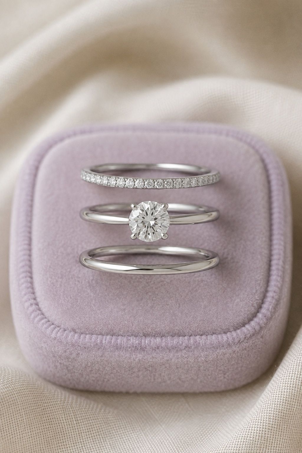 Round ring between two skinny bands