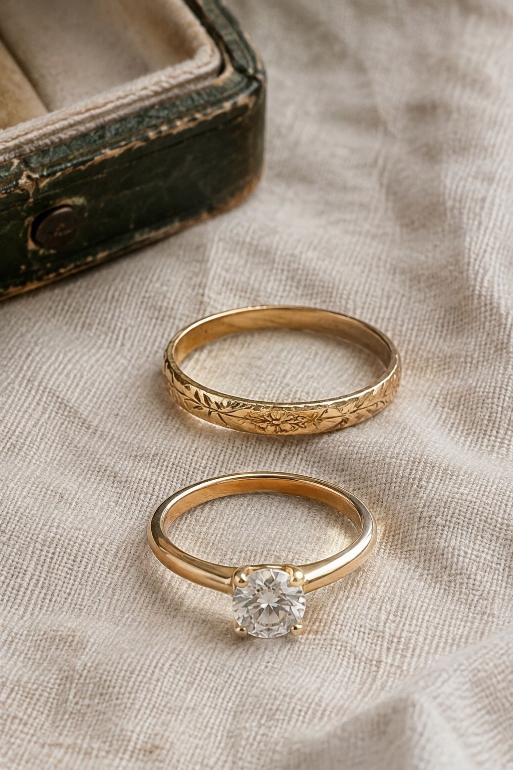 Round ring stacked with a family band