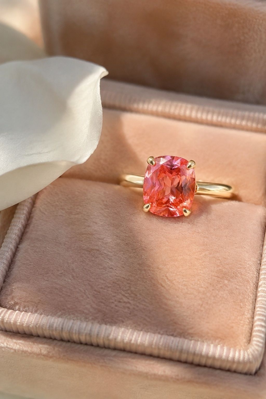 Padparadscha sapphire set in gold