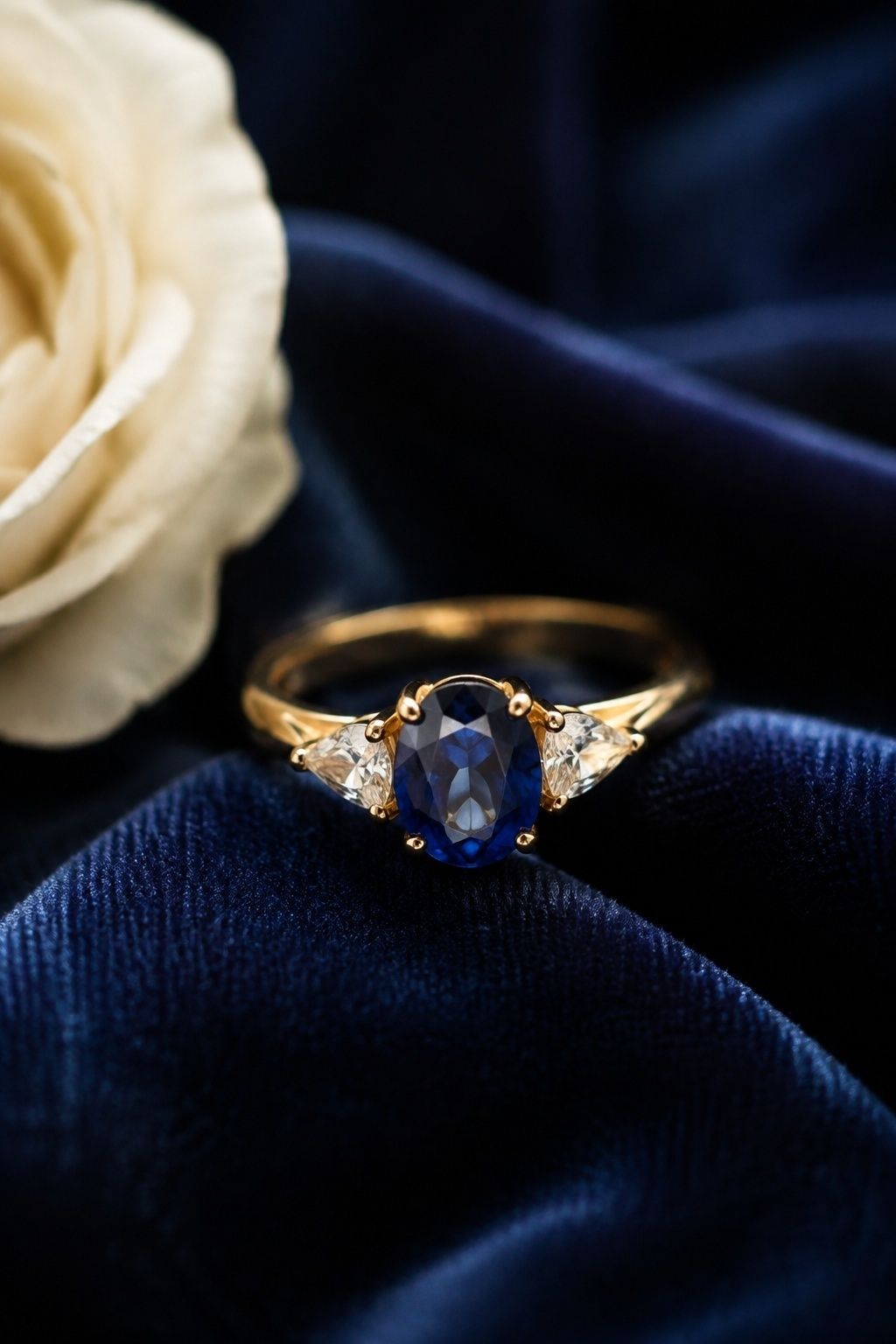 Sapphire and diamond ring in gold