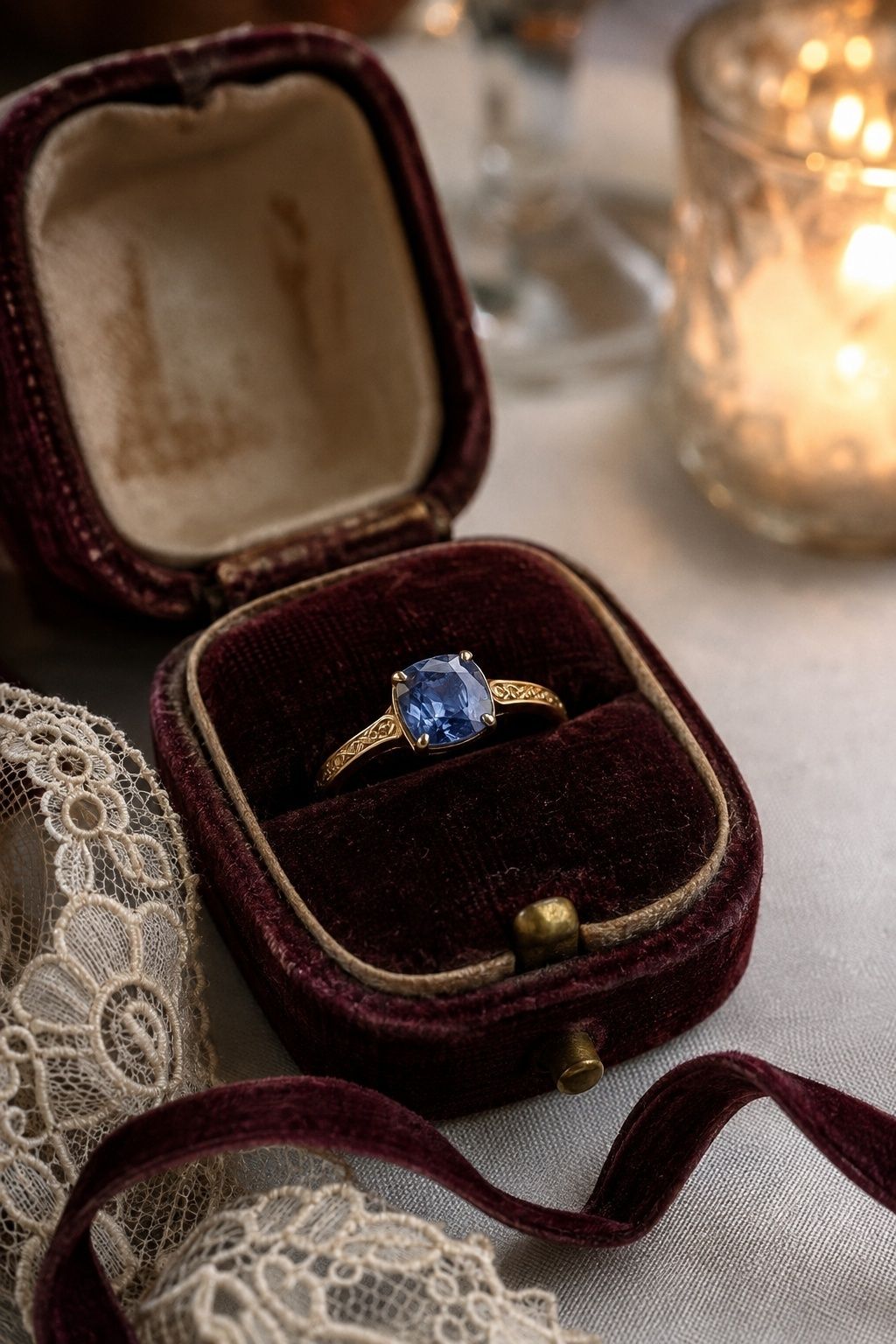 Vintage-style sapphire ring in yellow gold