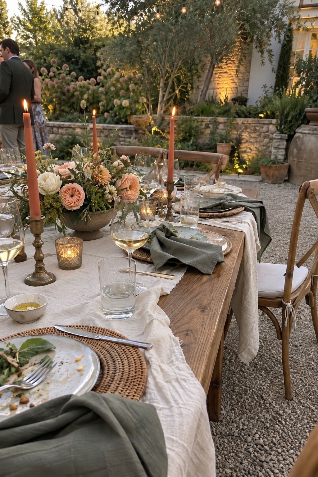 Sage, terracotta and warm linen September wedding palette