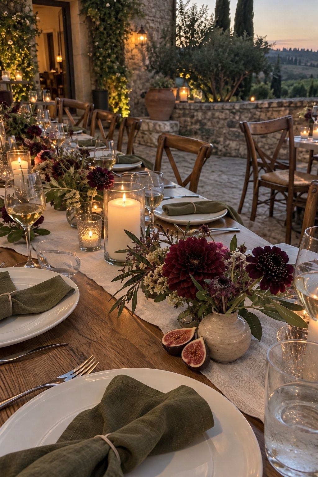 Olive, fig and soft ivory color palette