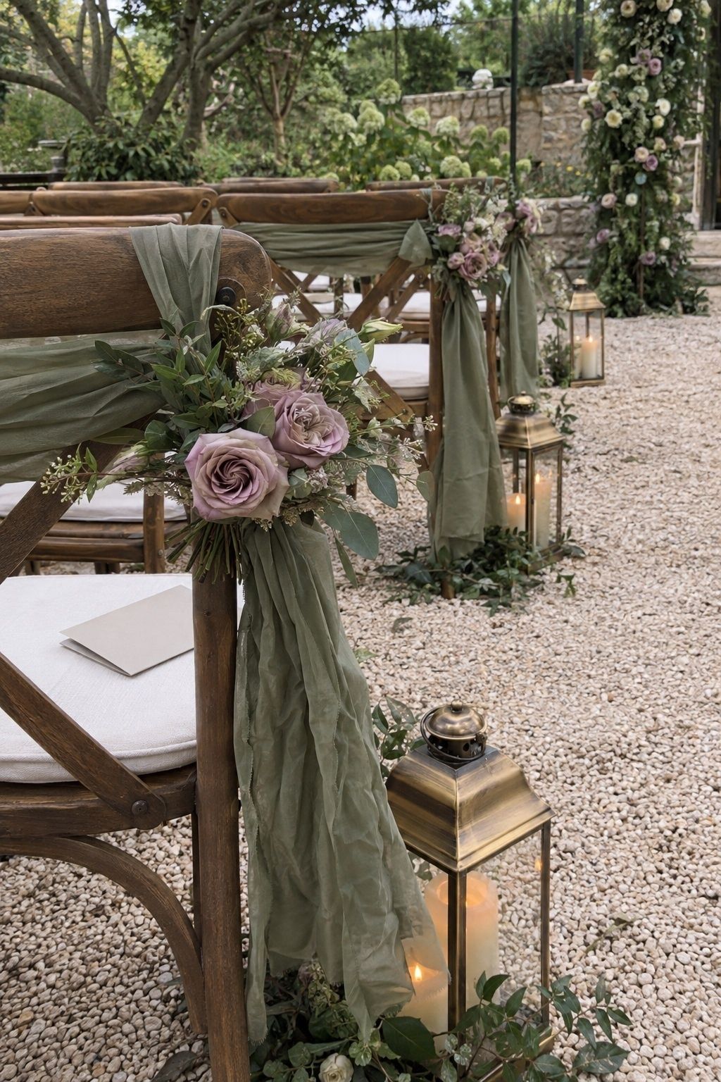 Mauve, sage and antique gold wedding palette