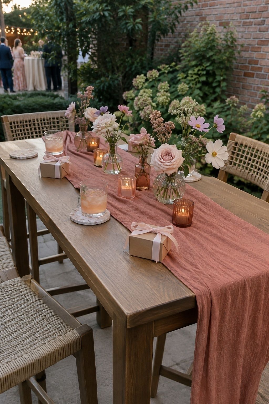 Muted terracotta and soft blush wedding colors