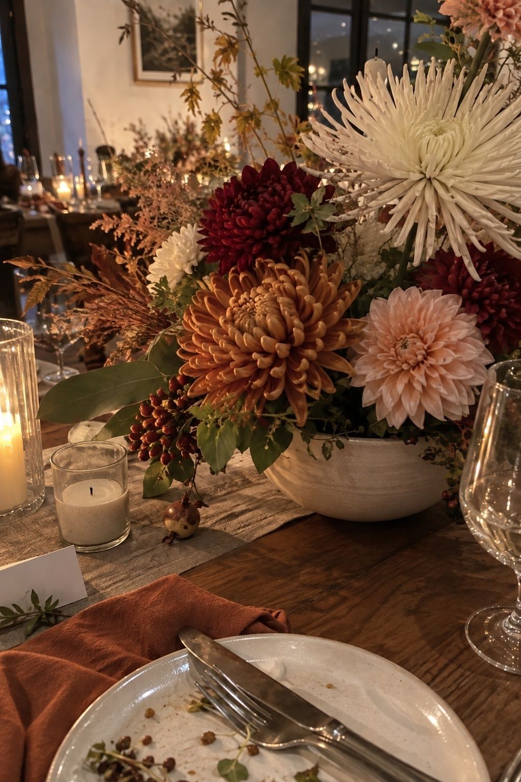 Modern chrysanthemums in a wedding arrangement