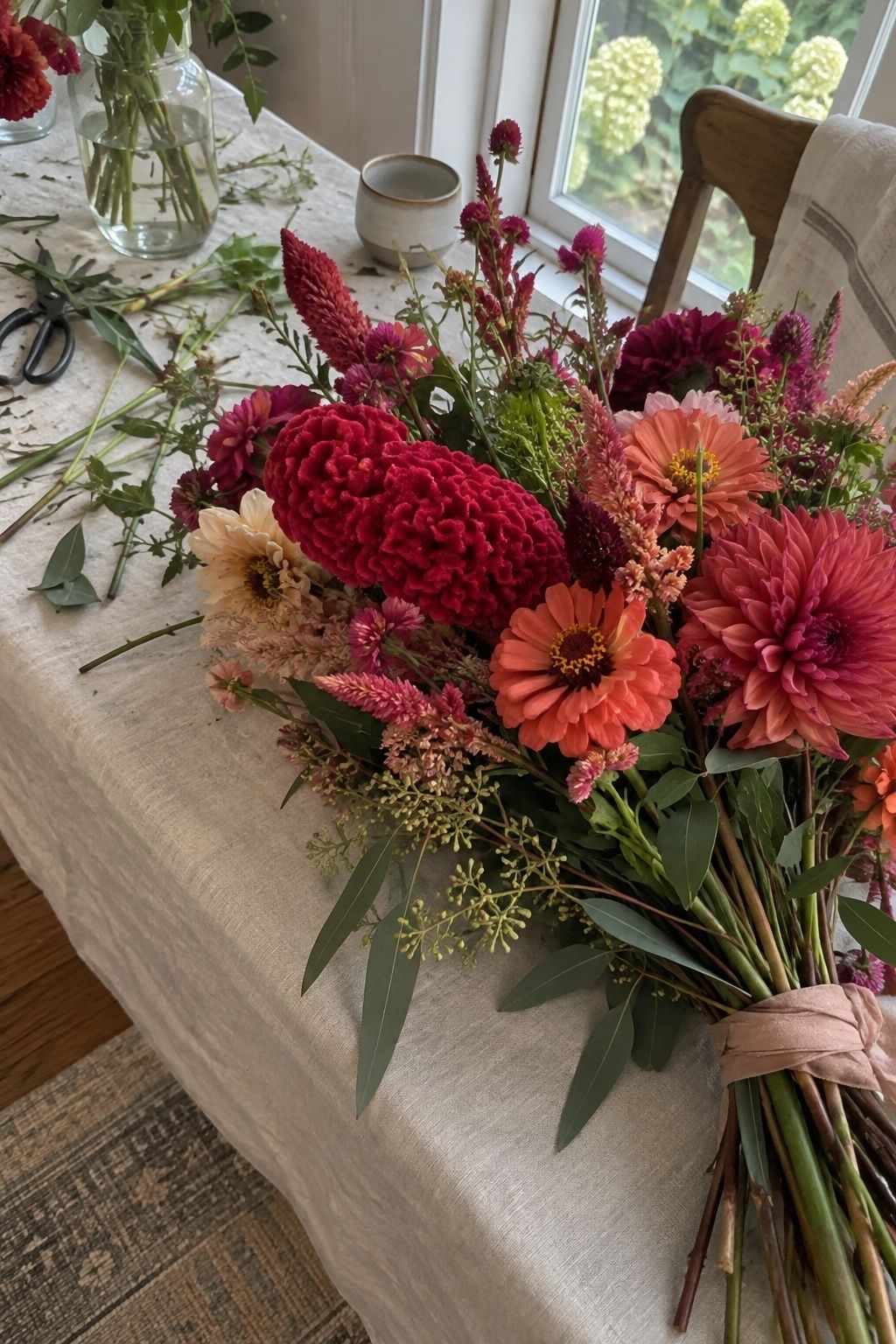Velvety celosia in rich fall colour