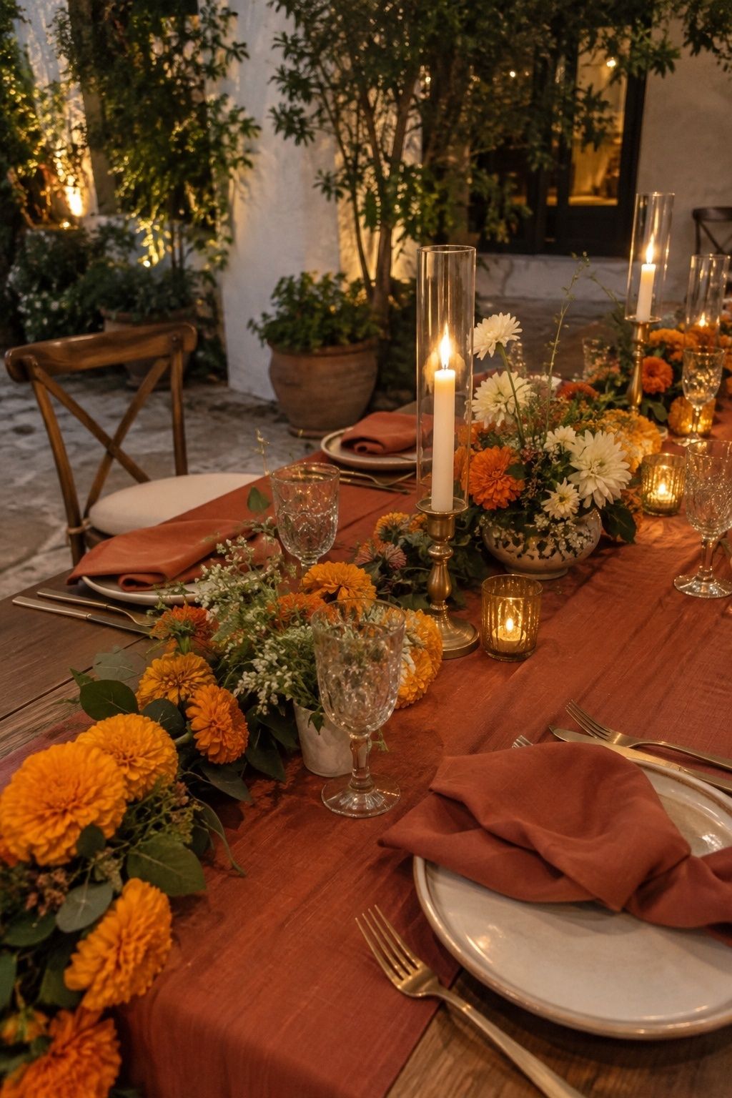 Marigolds adding warmth to wedding flowers