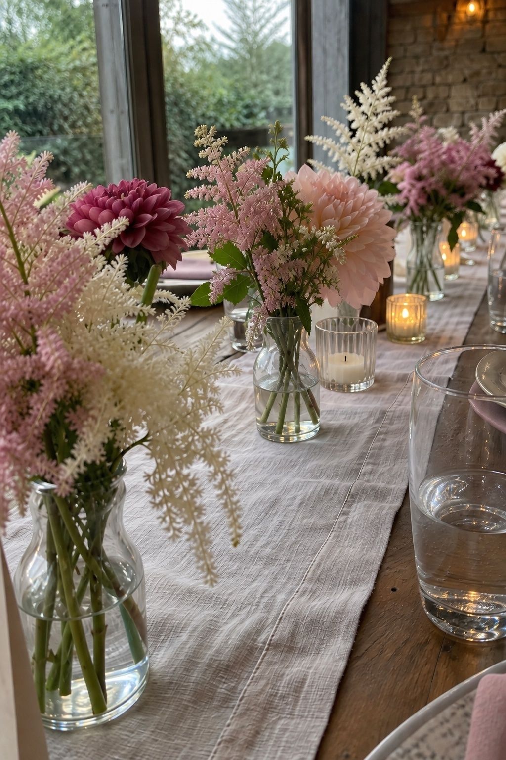 Feathery astilbe in a September bouquet