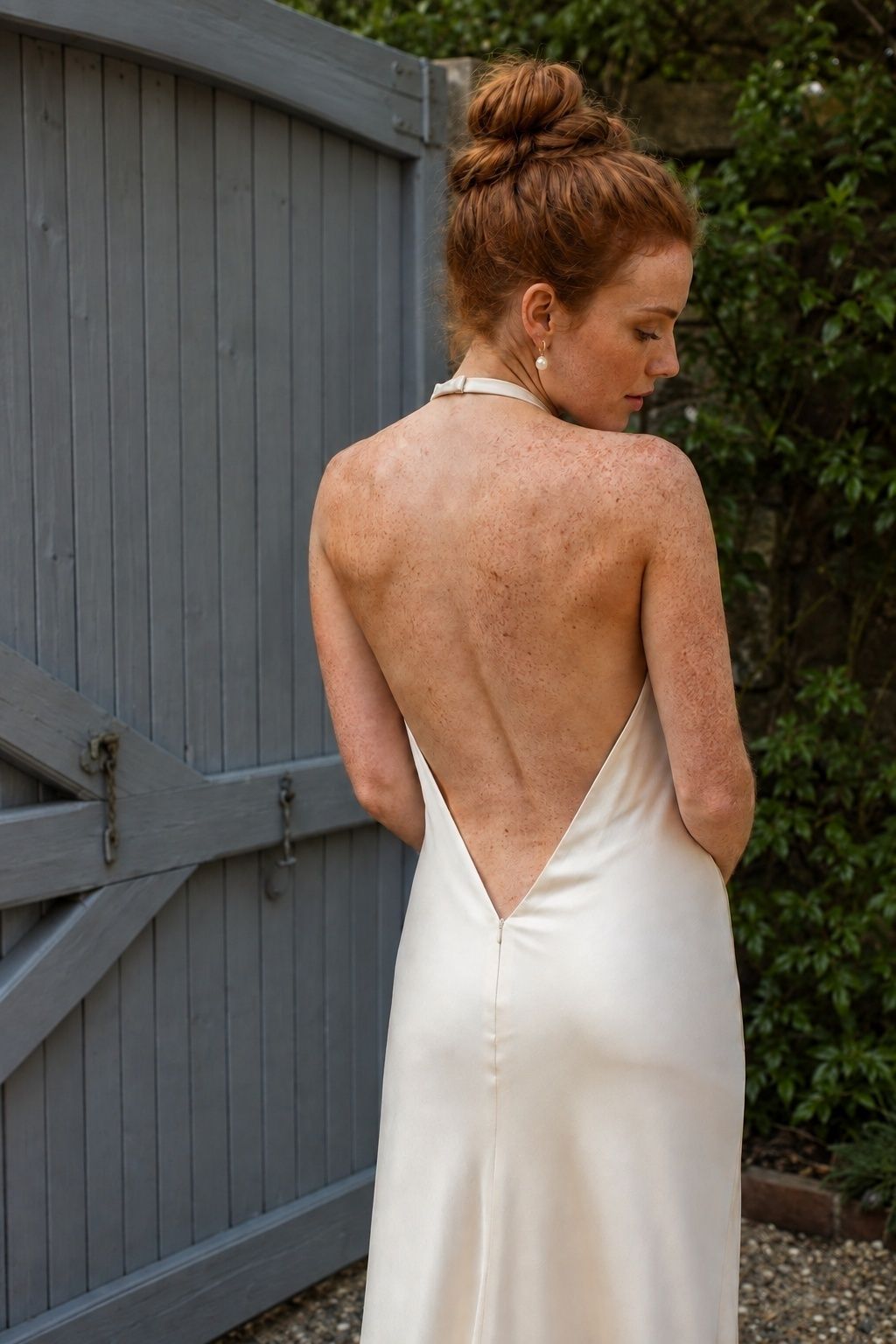 Silk Halter Gown With a Deep V Back