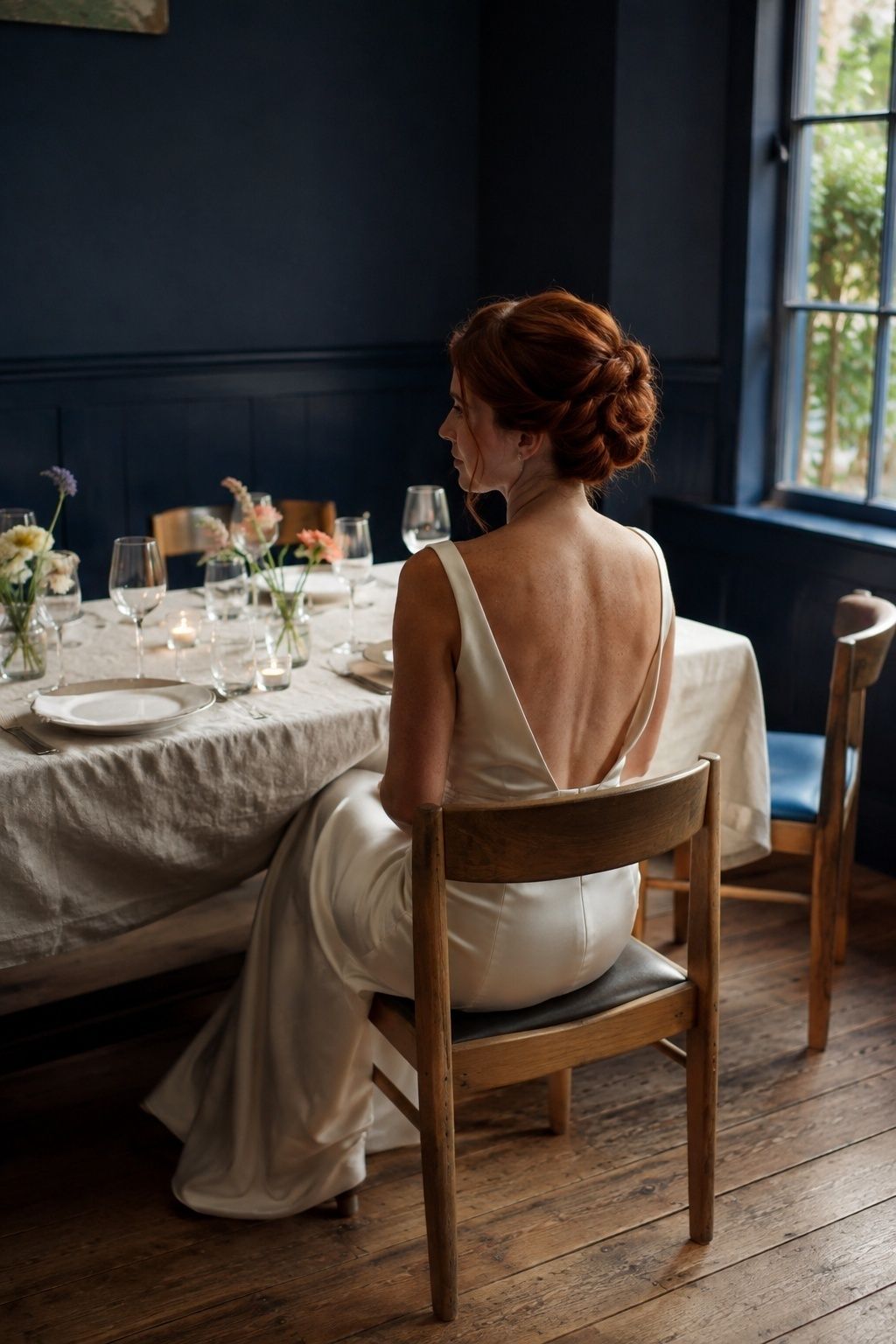 Minimal Silk Gown for an Intimate Wedding Dinner