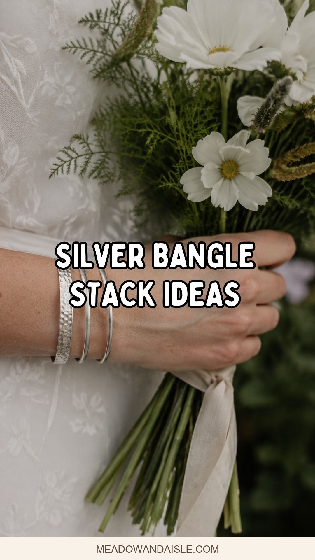 Silver bangle stack bridal ideas for a small wedding