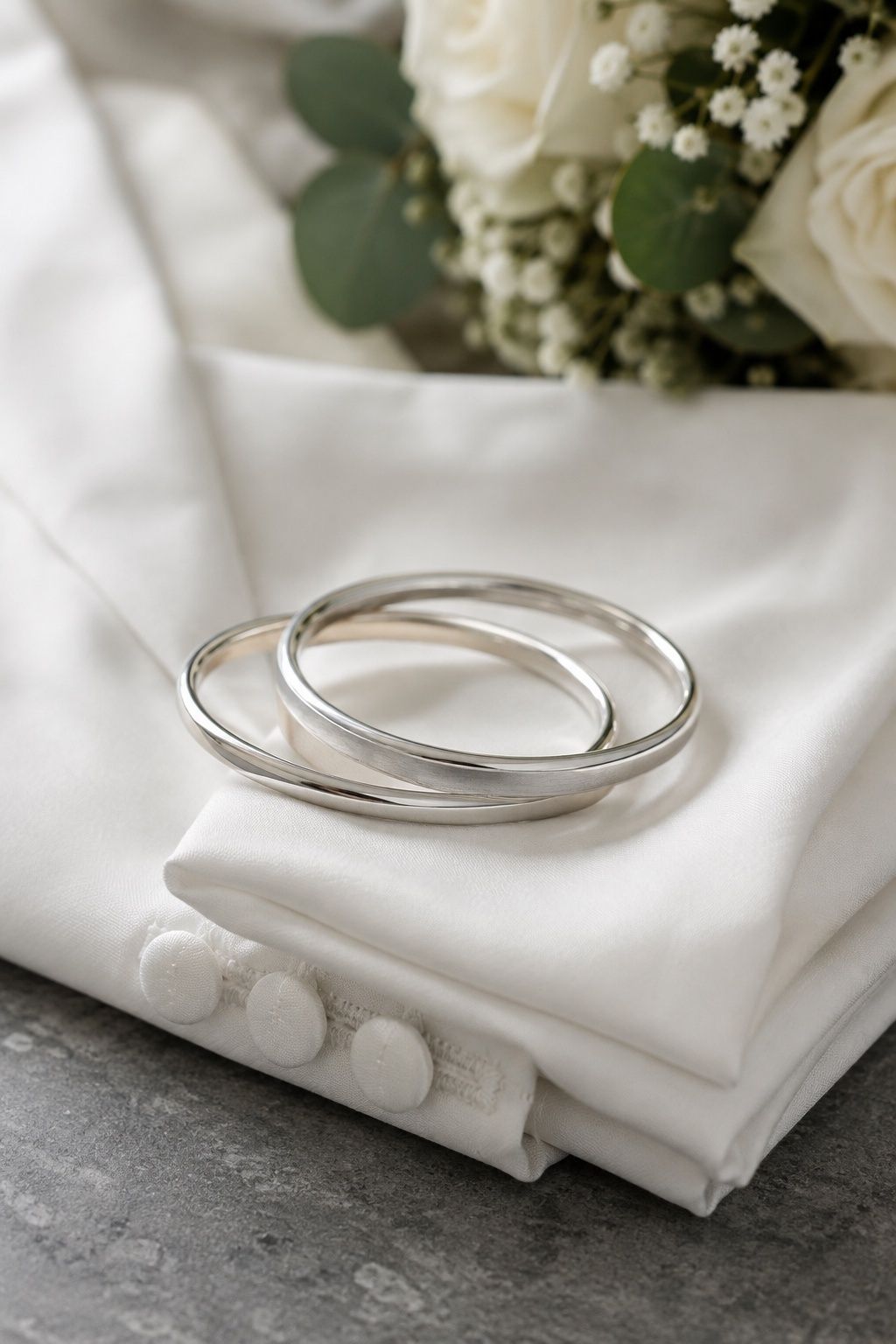 Mixed matte and polished silver bangles