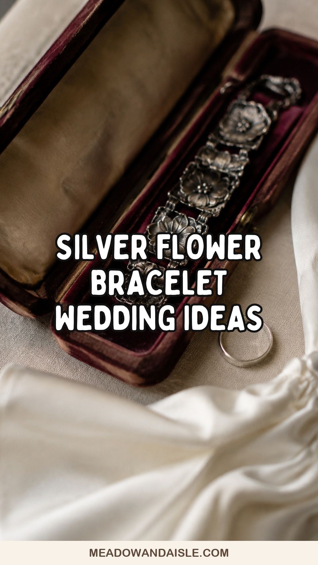 Silver flower bracelet wedding ideas with vintage floral silver jewelry