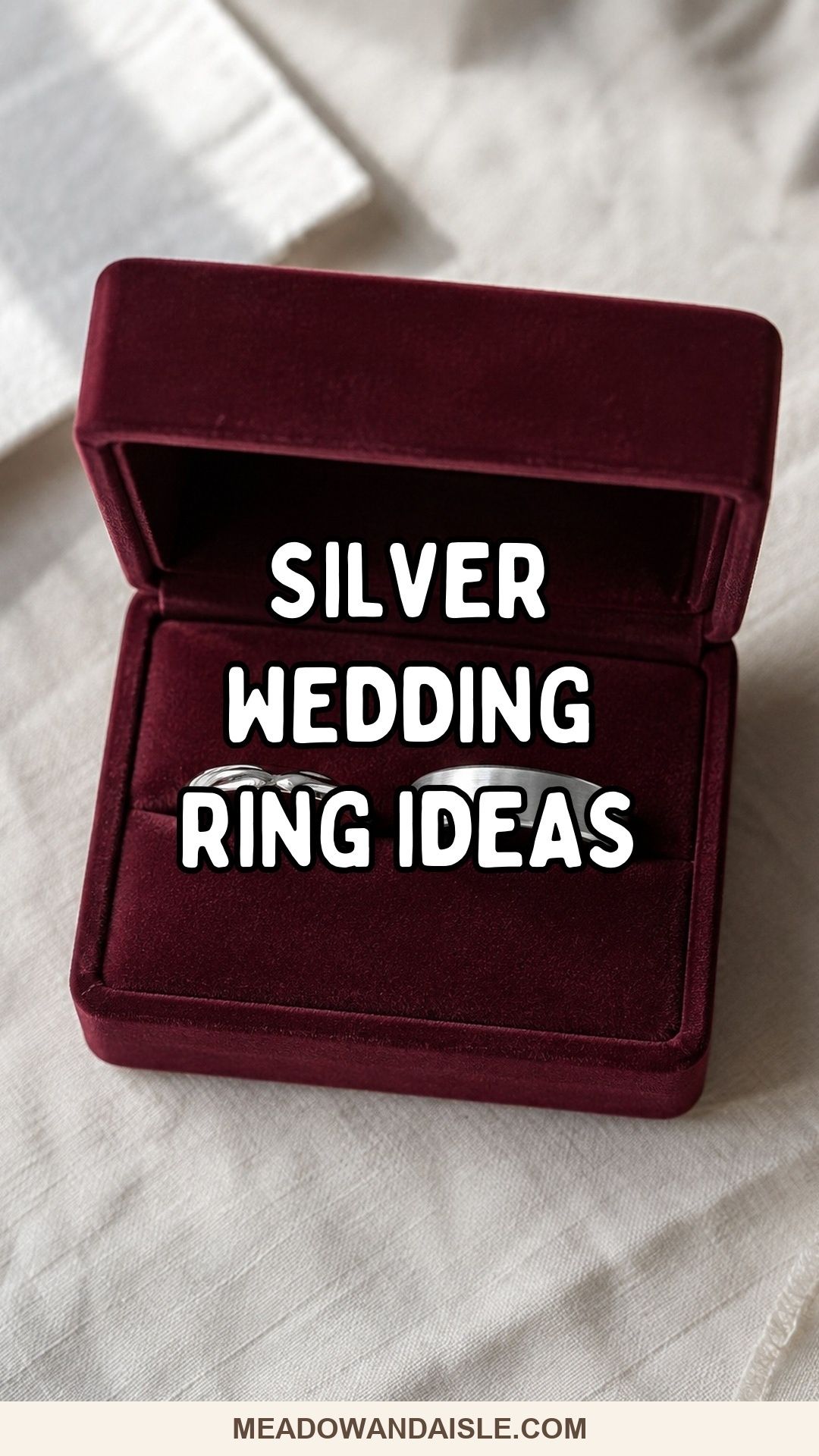 Silver wedding ring design ideas with polished and textured bands