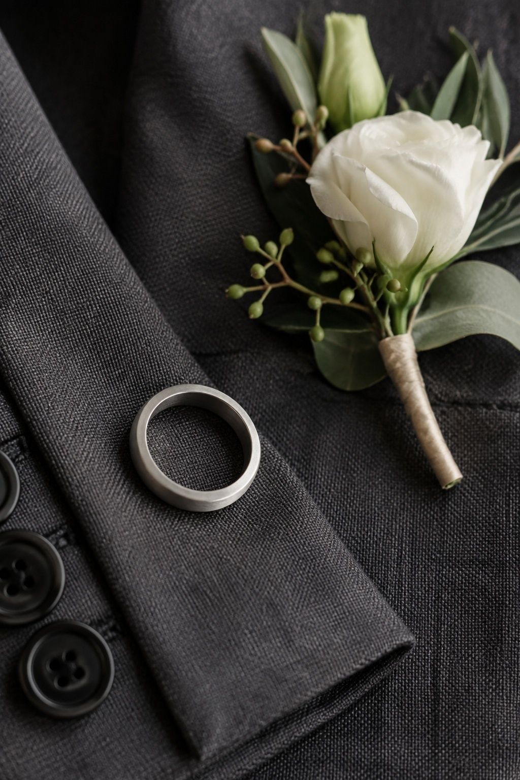 Matte silver wedding band