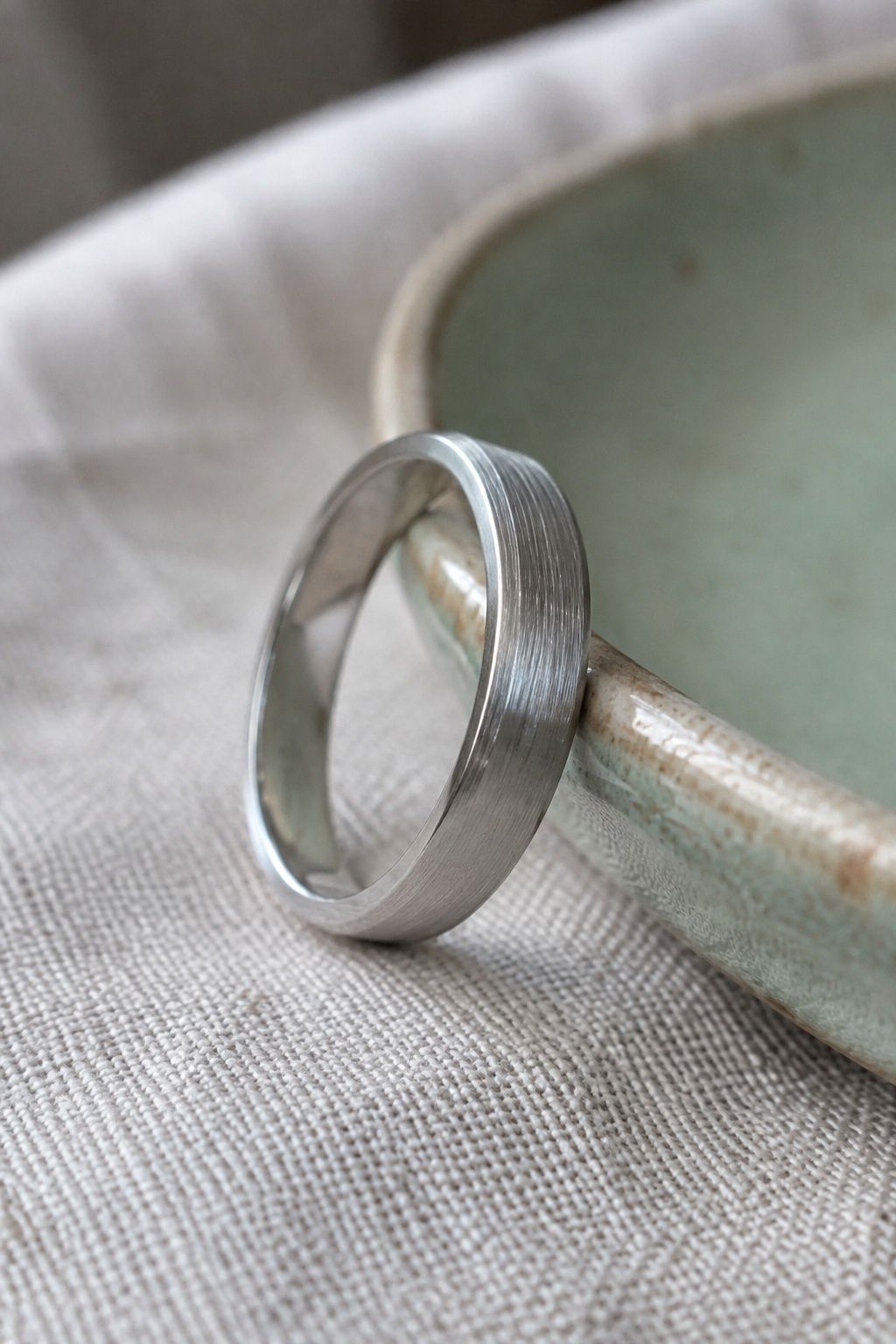 Brushed silver ring with soft texture
