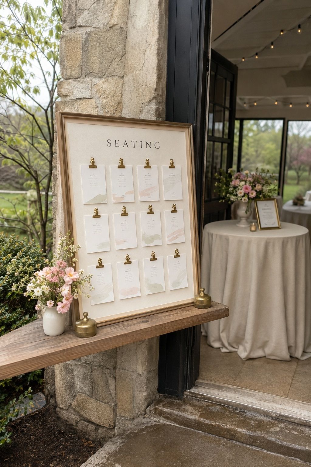 Escort card display with a weather backup