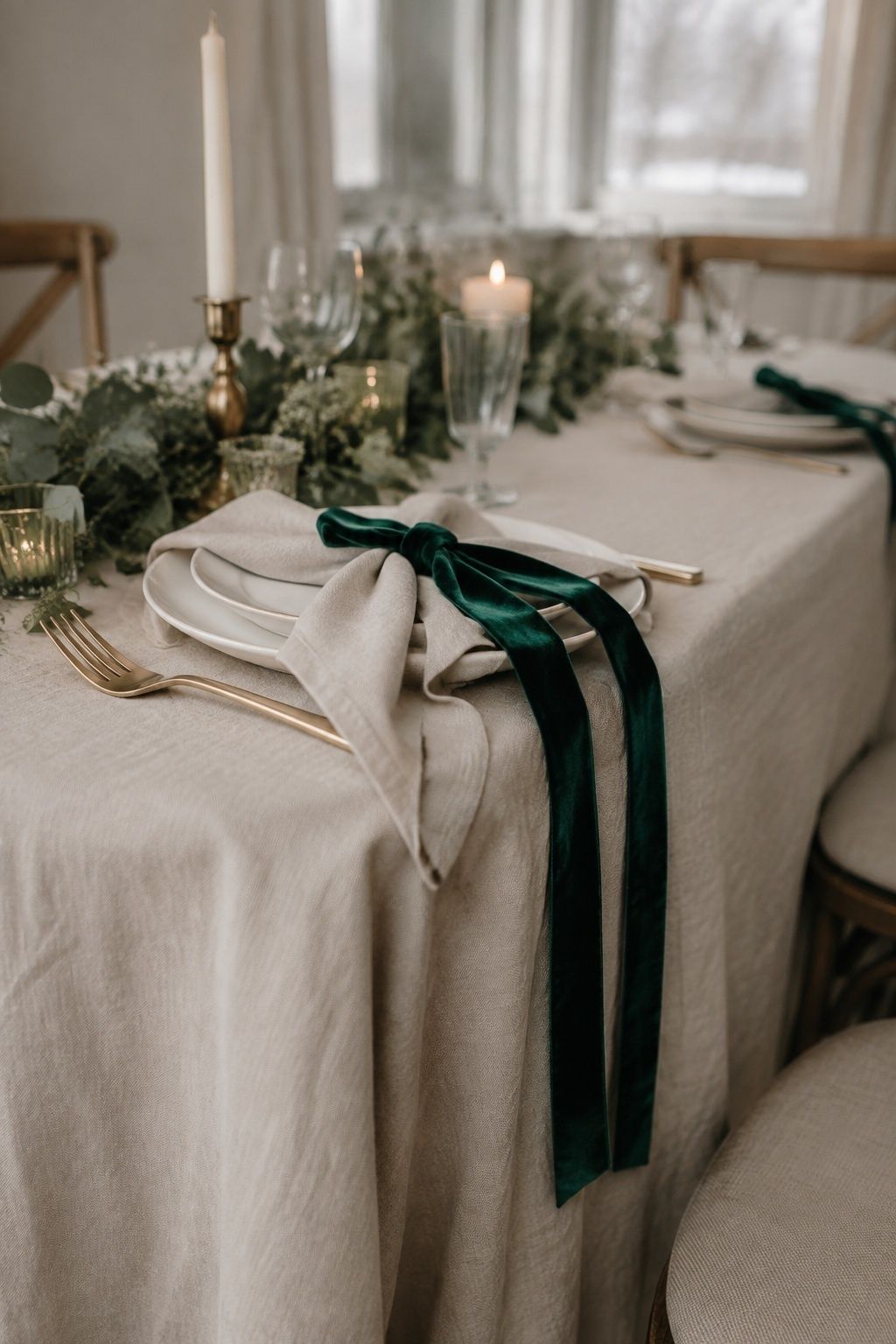 Neutral linen paired with one rich texture