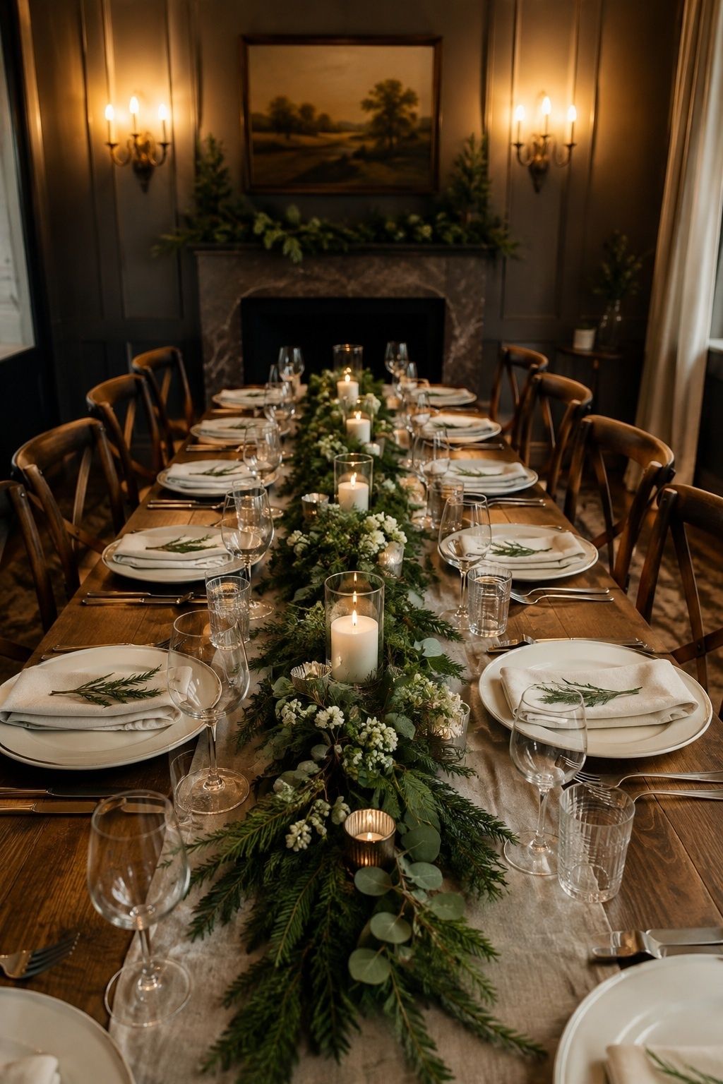 Low greenery in place of tall centerpieces