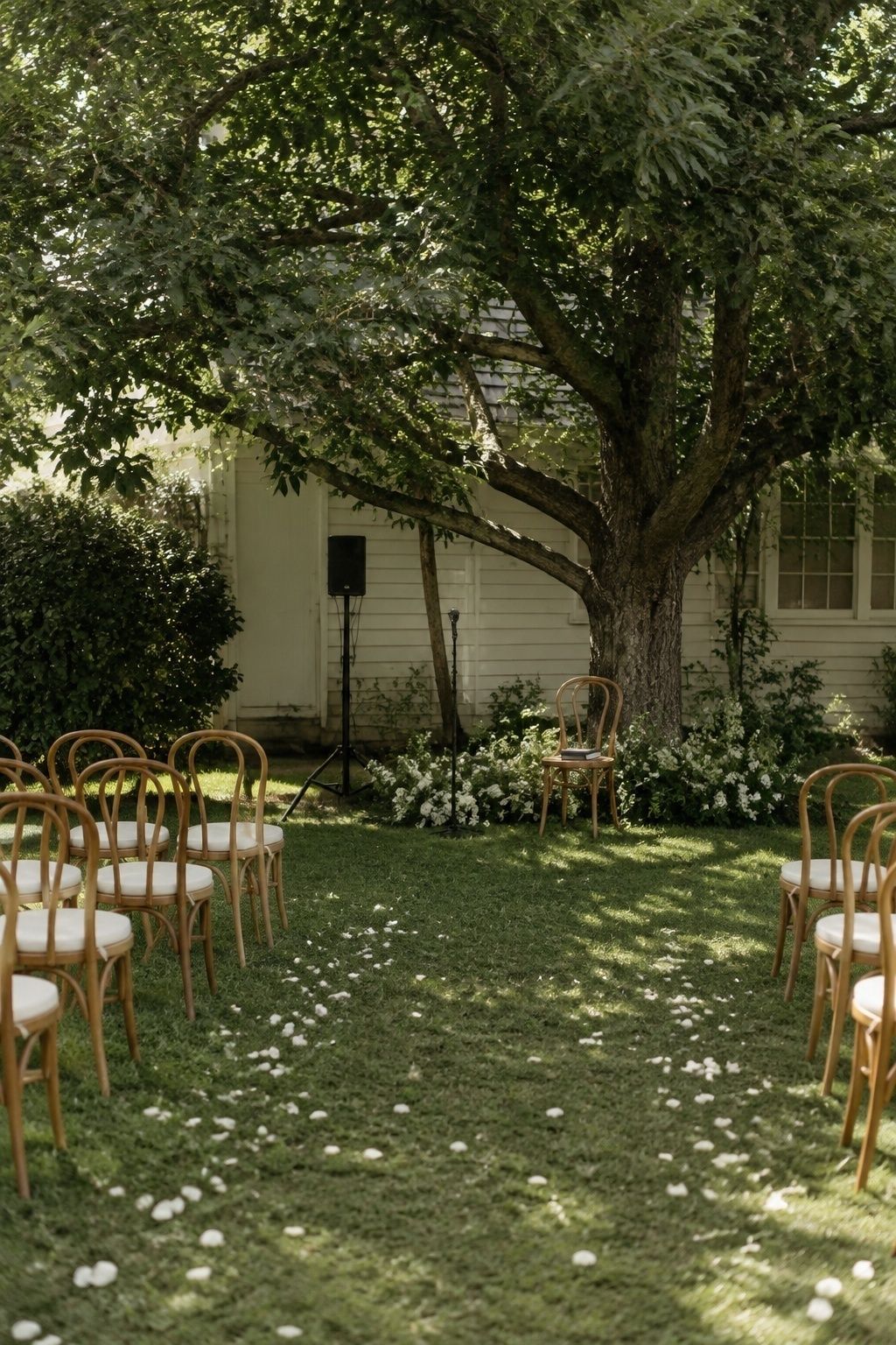 Quiet backyard spot chosen for the vows