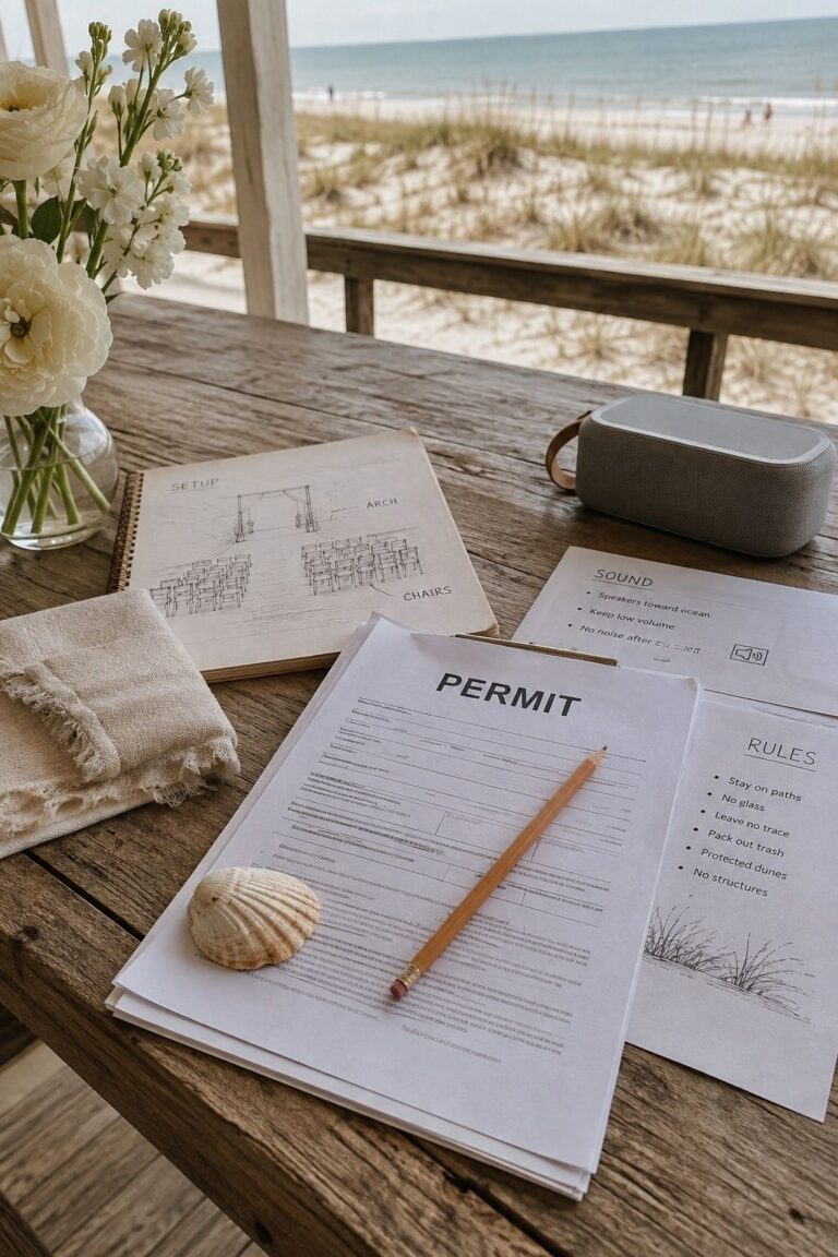 Put Permits Before Pretty Photos for a small beach wedding venue